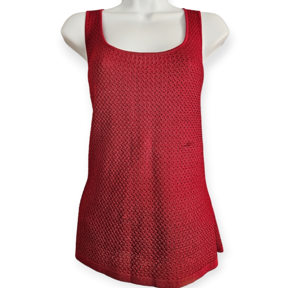 NWOT Linda Allard Ellen Tracy red 100% silk shell blouse top Womens Medium